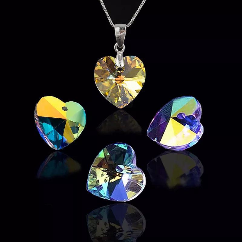 28pcs 14mm ab color crystal pendant beads jewellery making beads heart charms for diy jewelry bracelets necklace earrings