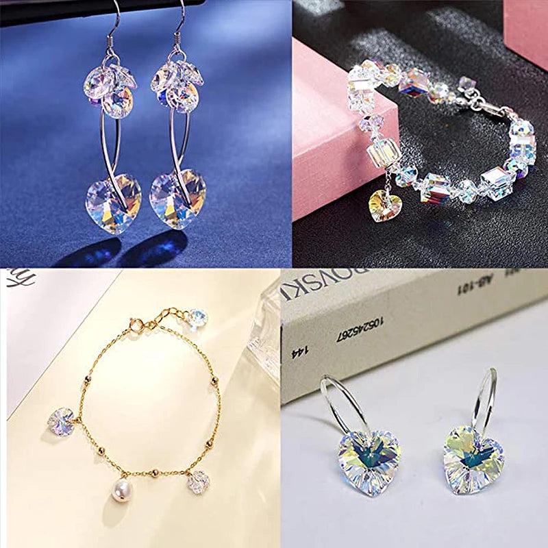 28pcs 14mm ab color crystal pendant beads jewellery making beads heart charms for diy jewelry bracelets necklace earrings