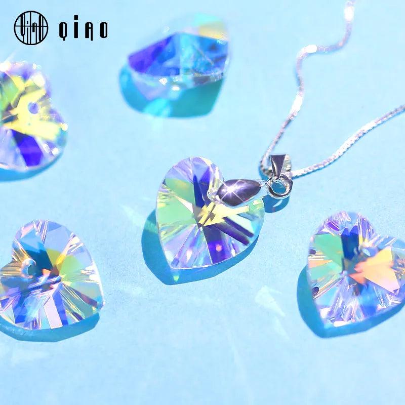 28pcs 14mm ab color crystal pendant beads jewellery making beads heart charms for diy jewelry bracelets necklace earrings