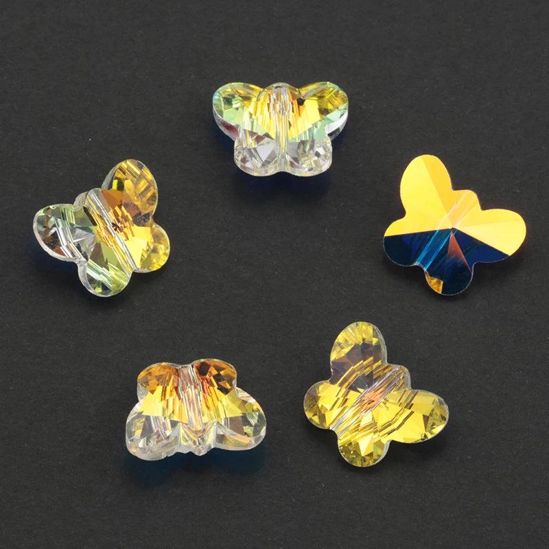 14MM 28PCS DIY Beads Straight Hole Heart Butterfly Flower Shape Pendant Crystal Beads for Earring Bracelet Necklace Making