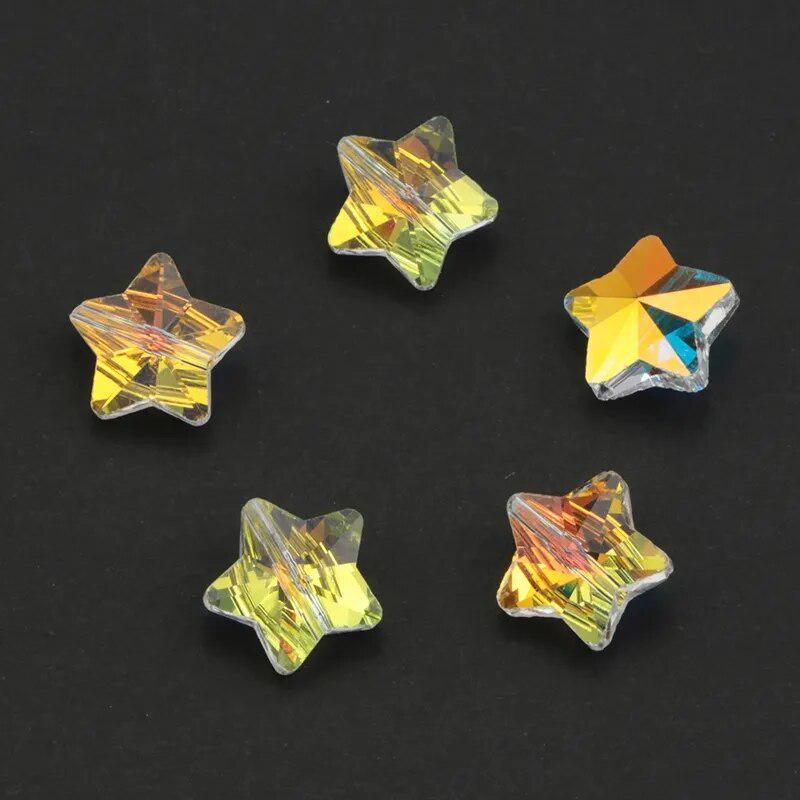 14MM 28PCS DIY Beads Straight Hole Heart Butterfly Flower Shape Pendant Crystal Beads for Earring Bracelet Necklace Making