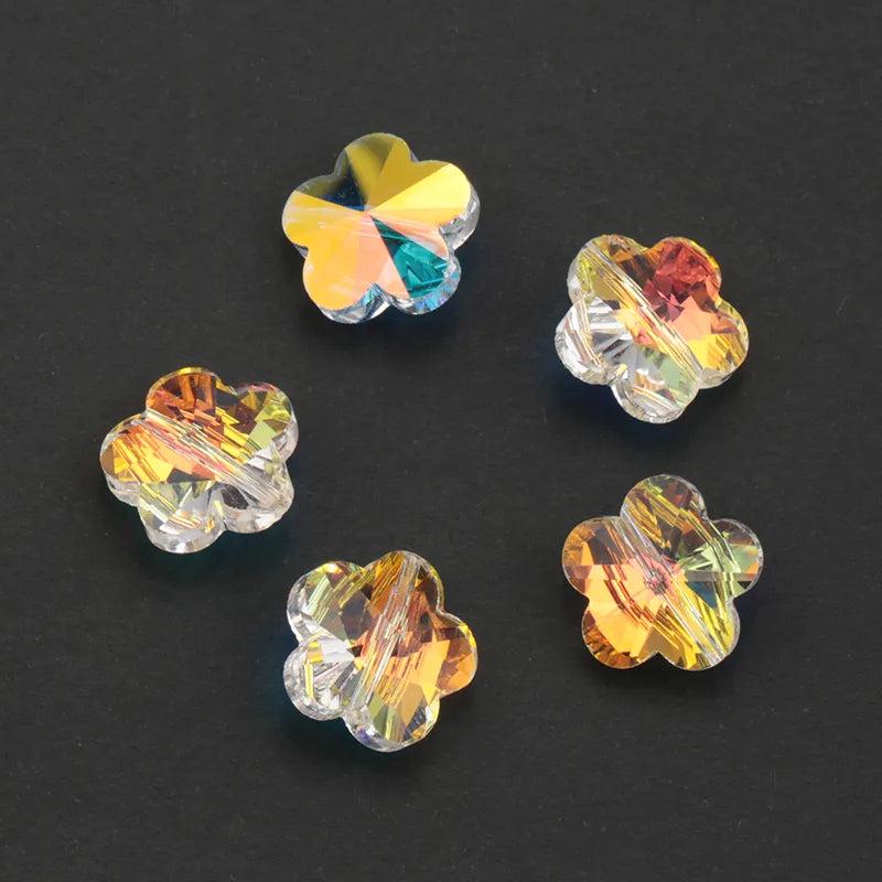 14MM 28PCS DIY Beads Straight Hole Heart Butterfly Flower Shape Pendant Crystal Beads for Earring Bracelet Necklace Making