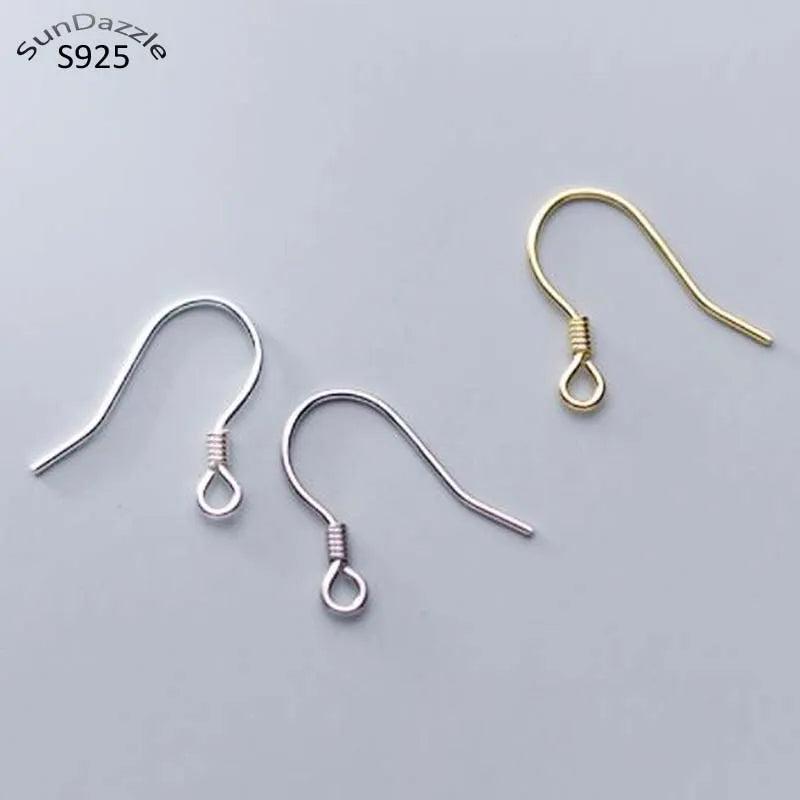 10pcs Solid 925 sterling Silver Ear Hooks Wire 18k Gold Spring Earring Clasps For Making Earrings Jewelry Findings