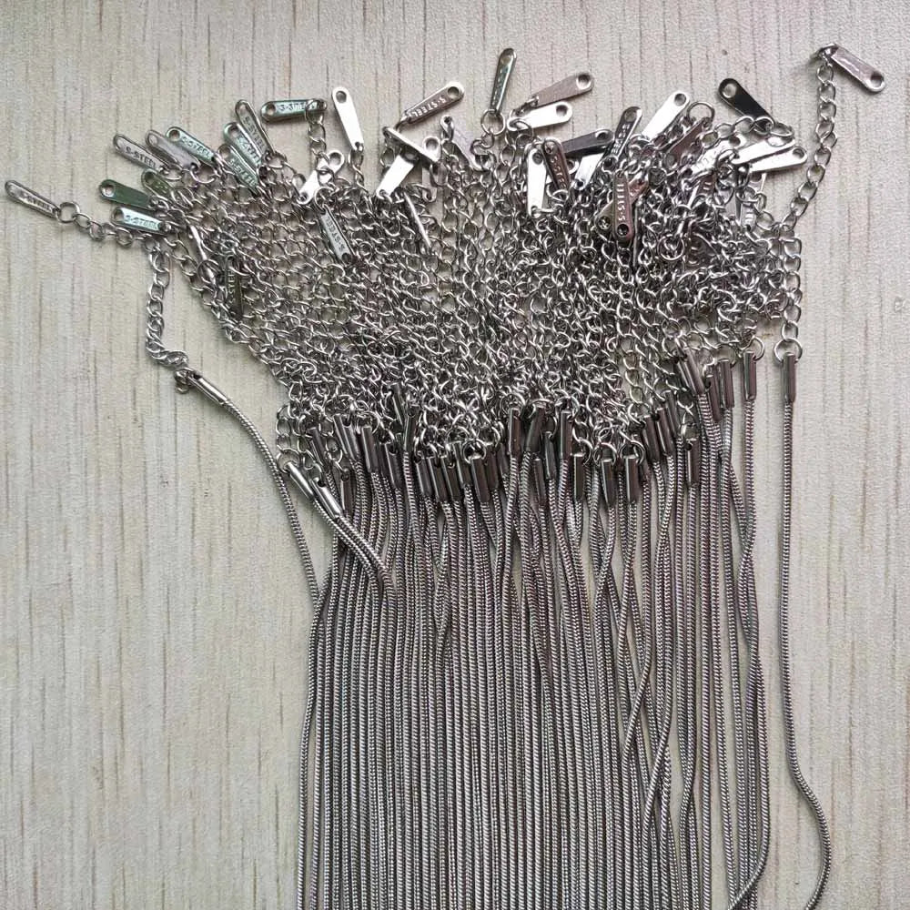 50pcs 1.2mm stainless steel Snake Chain Necklaces 40cm+5cm Lobster Clasp DIY Jewelry Accessories making Wholesale