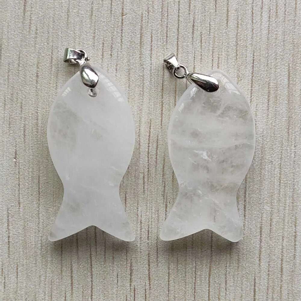 12pcs/lot natural stone mixed fish pendants diy jewelry Accessories making necklaces wholesale