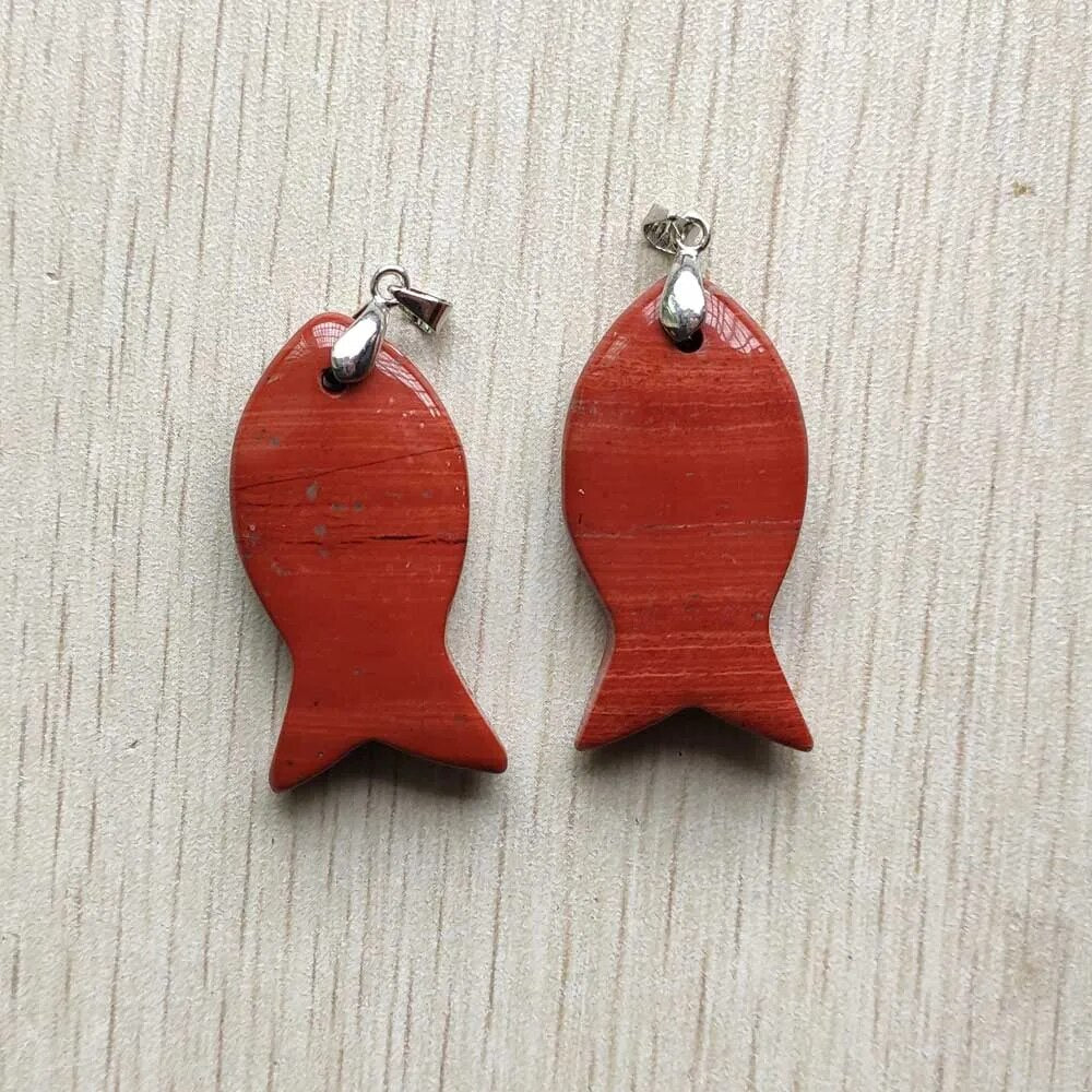 12pcs/lot natural stone mixed fish pendants diy jewelry Accessories making necklaces wholesale