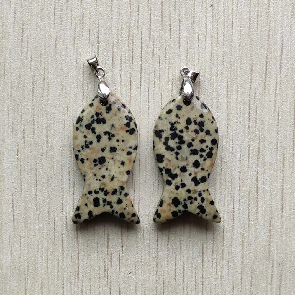 12pcs/lot natural stone mixed fish pendants diy jewelry Accessories making necklaces wholesale