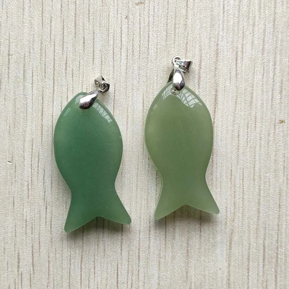 12pcs/lot natural stone mixed fish pendants diy jewelry Accessories making necklaces wholesale