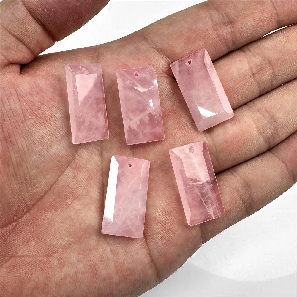 Natural Gems Stone Quartz Pendant Rectangle Slice Pendant For Women Men Jewelry Making Handmade Necklace Earring 13X25MM