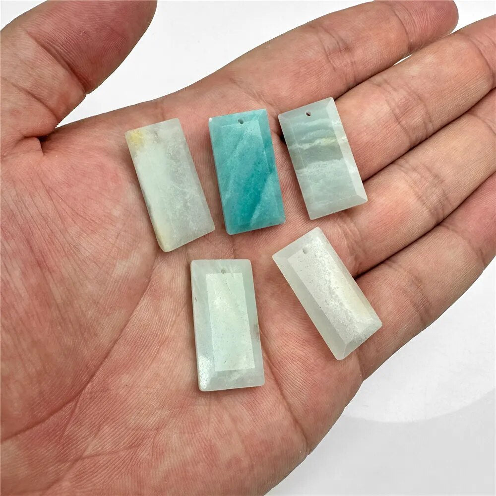 Natural Gems Stone Quartz Pendant Rectangle Slice Pendant For Women Men Jewelry Making Handmade Necklace Earring 13X25MM