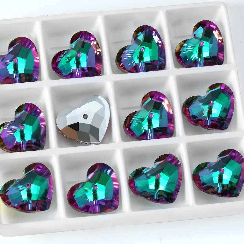 12PCS 15x18mm Crystal Beads Heart Shaped Pendant Beads for Jewelry Making Bracelet Necklace Earrings DIY Jewellery Beads