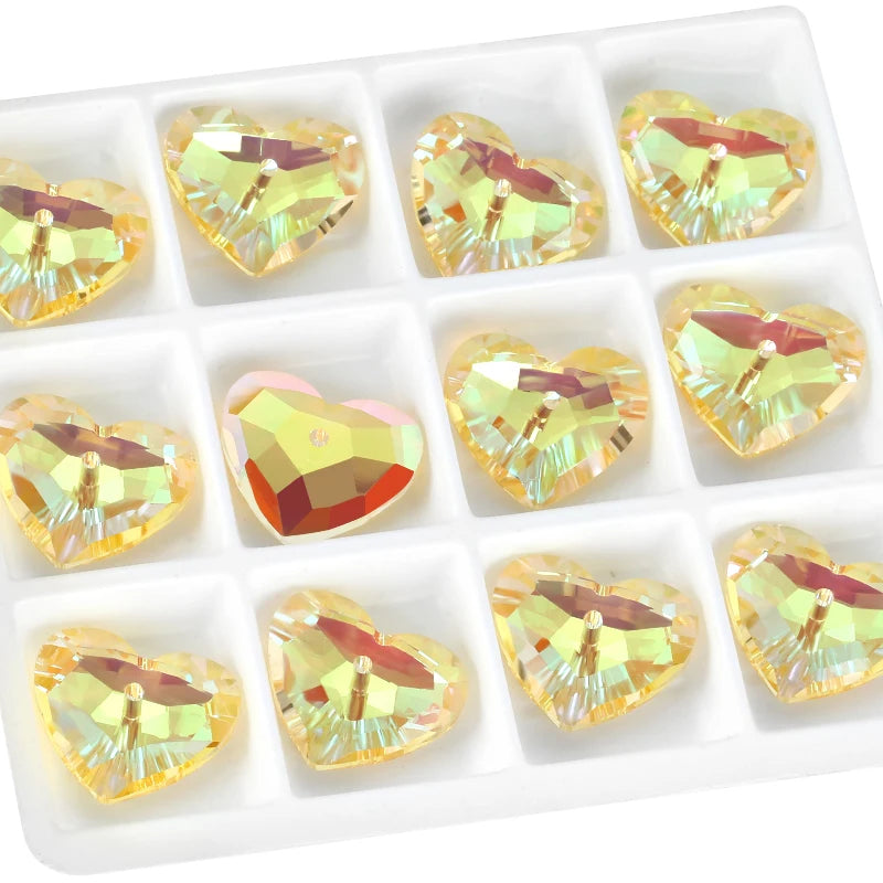 12PCS 15x18mm Crystal Beads Heart Shaped Pendant Beads for Jewelry Making Bracelet Necklace Earrings DIY Jewellery Beads