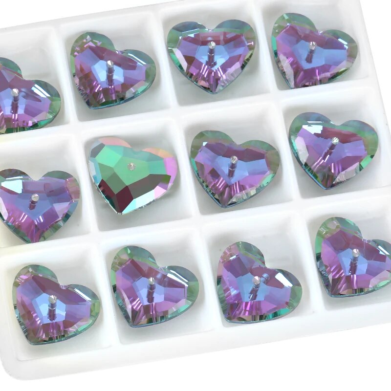 12PCS 15x18mm Crystal Beads Heart Shaped Pendant Beads for Jewelry Making Bracelet Necklace Earrings DIY Jewellery Beads