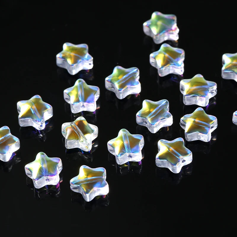 50/100PCS 8mm AB Color Crystal Beads for Jewellery Making Heart/Star Shaped Jewelry Beads DIY Bracelets Earrings Necklaces Beads
