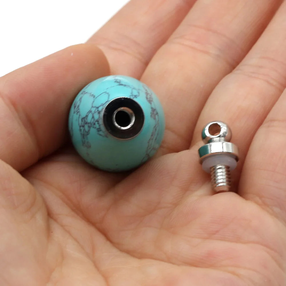 1 Pcs Natural Stone Perfume Bottle Pendant Round Drop Shaped Semi-precious stone