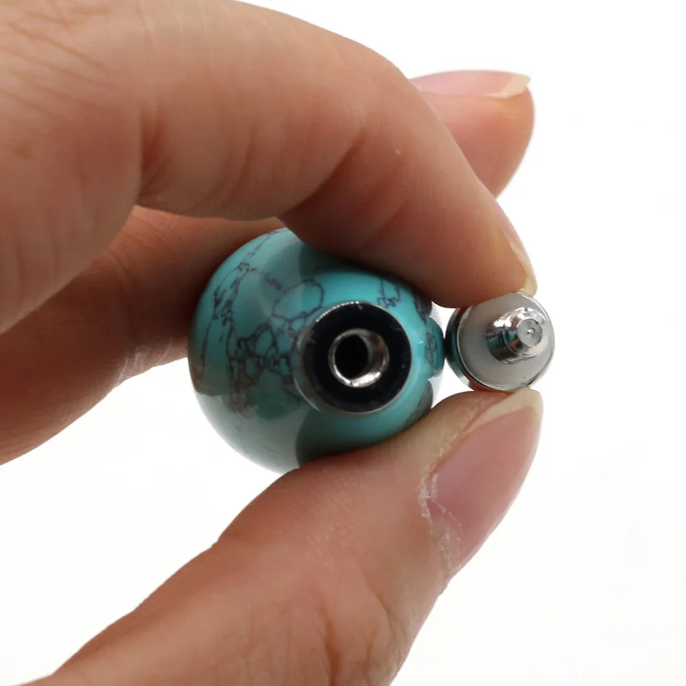 1 Pcs Natural Stone Perfume Bottle Pendant Round Drop Shaped Semi-precious stone