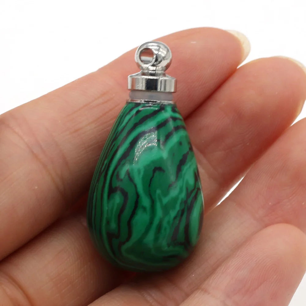 1 Pcs Natural Stone Perfume Bottle Pendant Round Drop Shaped Semi-precious stone