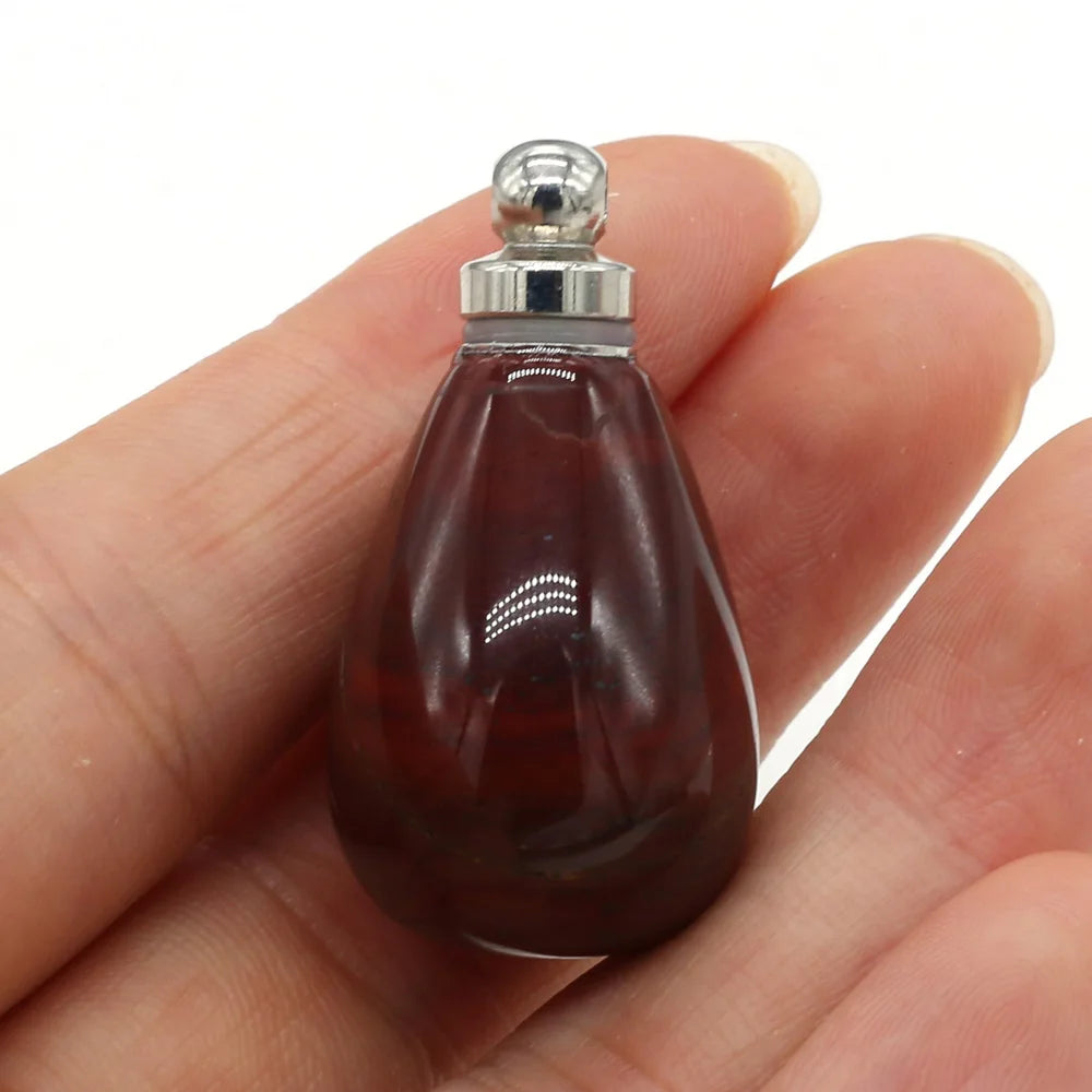 1 Pcs Natural Stone Perfume Bottle Pendant Round Drop Shaped Semi-precious stone