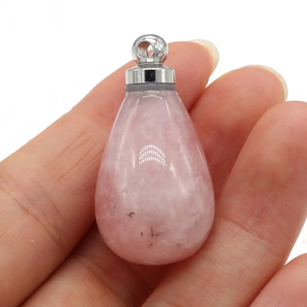 1 Pcs Natural Stone Perfume Bottle Pendant Round Drop Shaped Semi-precious stone
