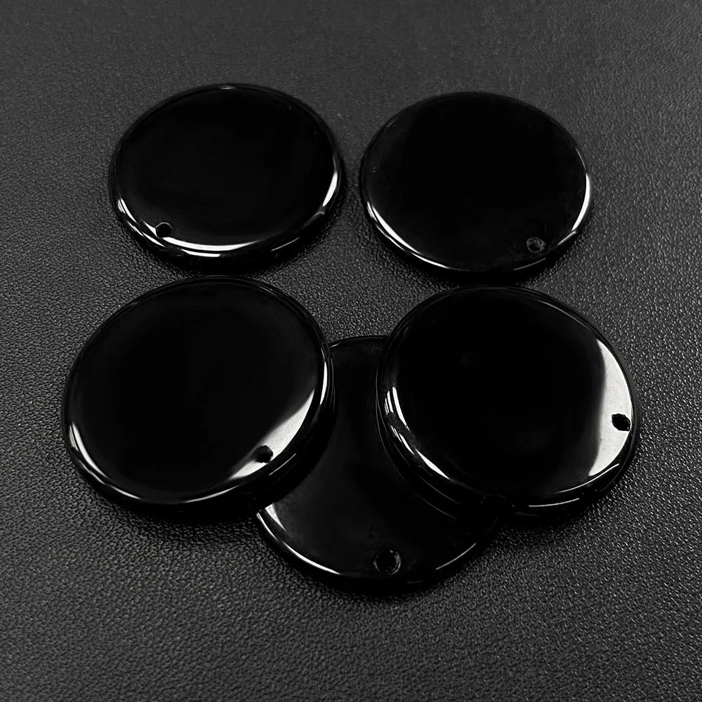 Flat Round Pendant 30mm Crystal Disc Shape Natural Stone Charm Pendant