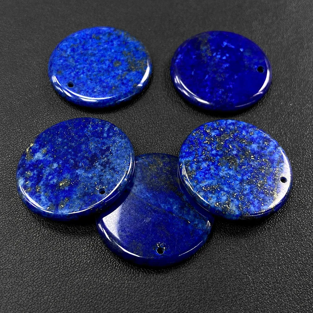 Flat Round Pendant 30mm Crystal Disc Shape Natural Stone Charm Pendant