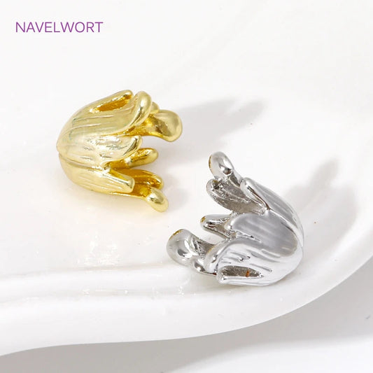 14K Gold Plated Bauhinia Stamens Tassel Caps Brass Metal Large Flower Bead Caps