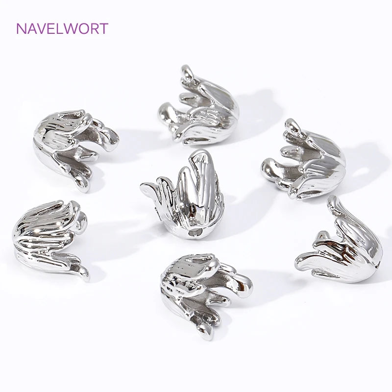 14K Gold Plated Bauhinia Stamens Tassel Caps Brass Metal Large Flower Bead Caps