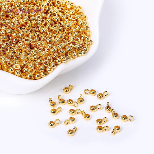 18K Gold Plated Pendant Connectors Pinch Bail Clasps,Brass Mini Pendant Bail