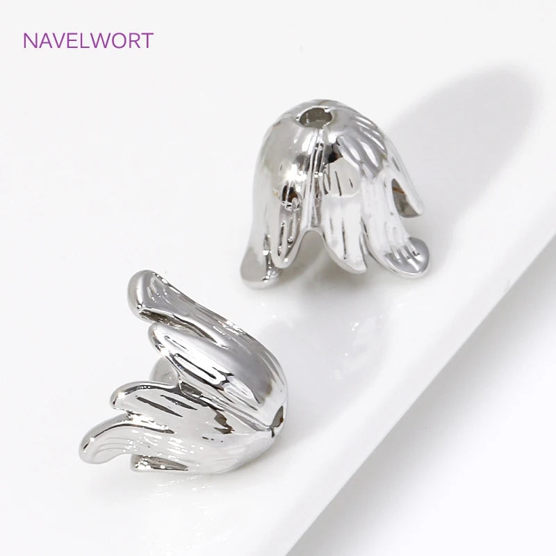 14K Gold Plated Bauhinia Stamens Tassel Caps Brass Metal Large Flower Bead Caps