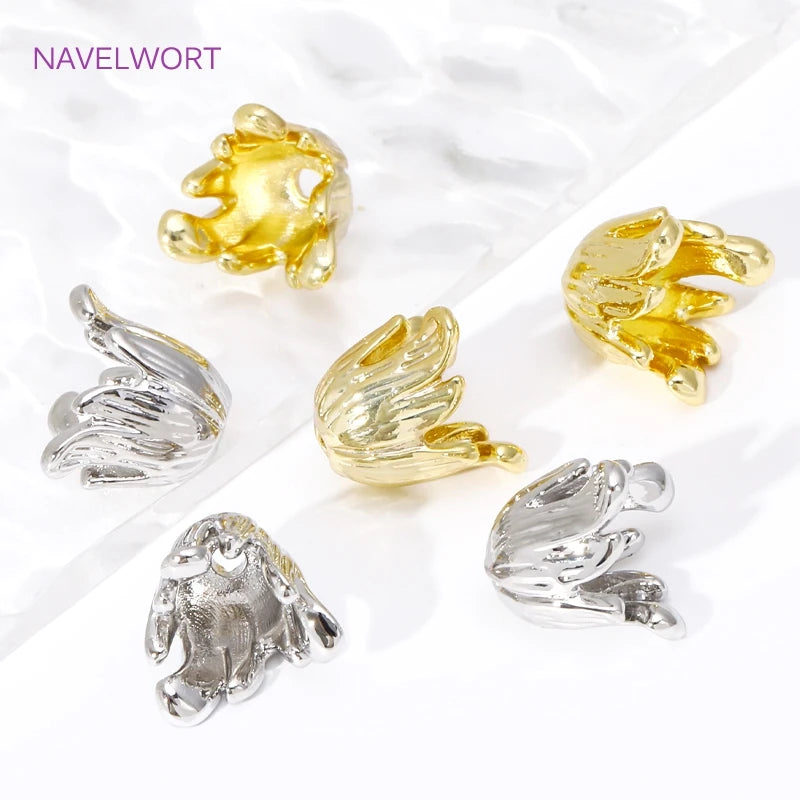 14K Gold Plated Bauhinia Stamens Tassel Caps Brass Metal Large Flower Bead Caps