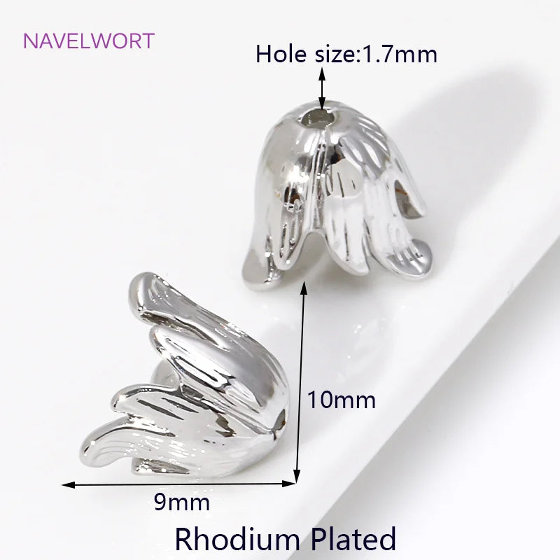 14K Gold Plated Bauhinia Stamens Tassel Caps Brass Metal Large Flower Bead Caps