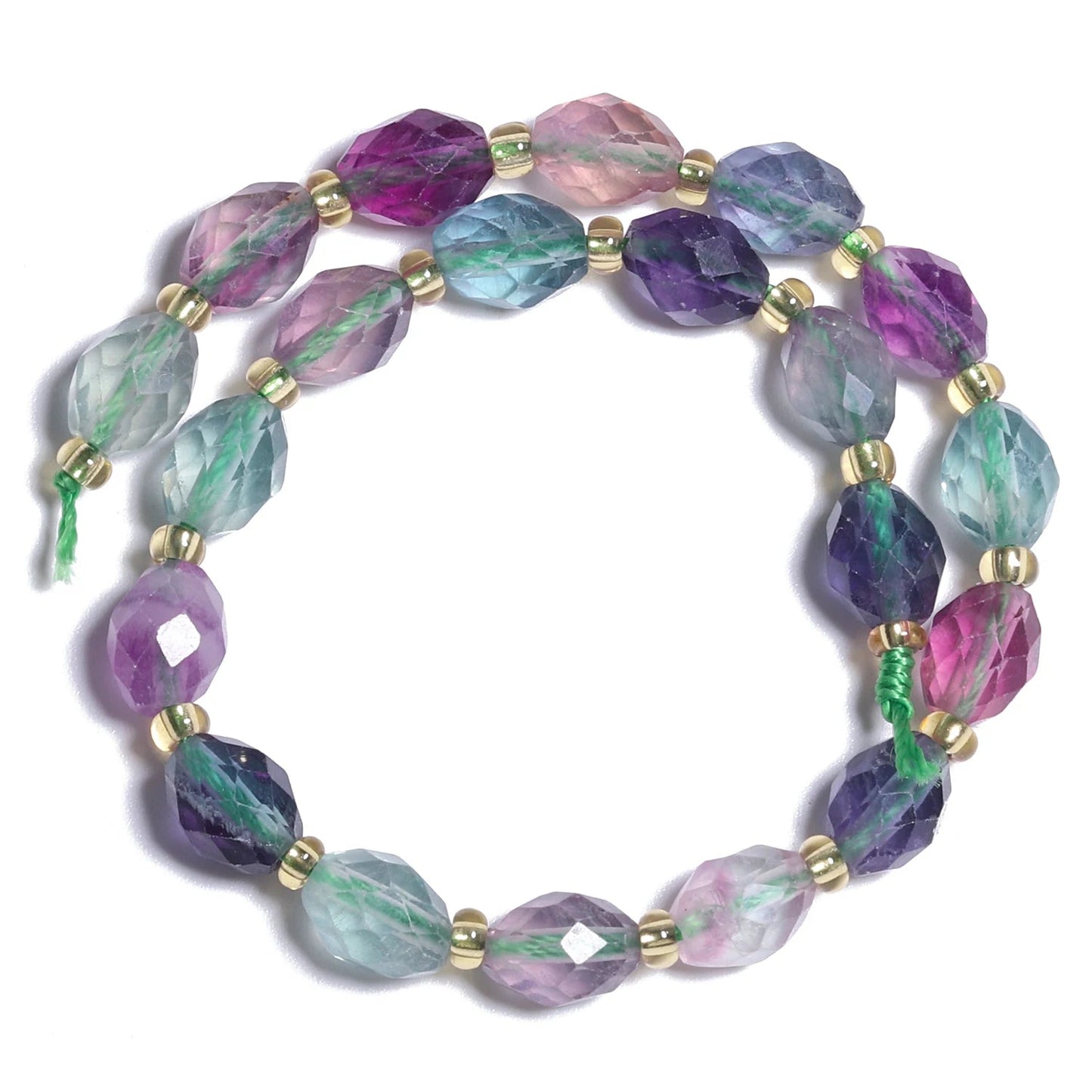 8x6mm AAA Faceted Oval Colorful Fluorite Beads Natural Stone Rice Shape Beads