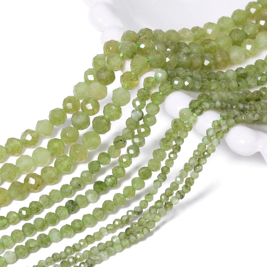 2 3 4mm Natural Faceted Green Peridot GemStone Beads Mineral Beads 15''
