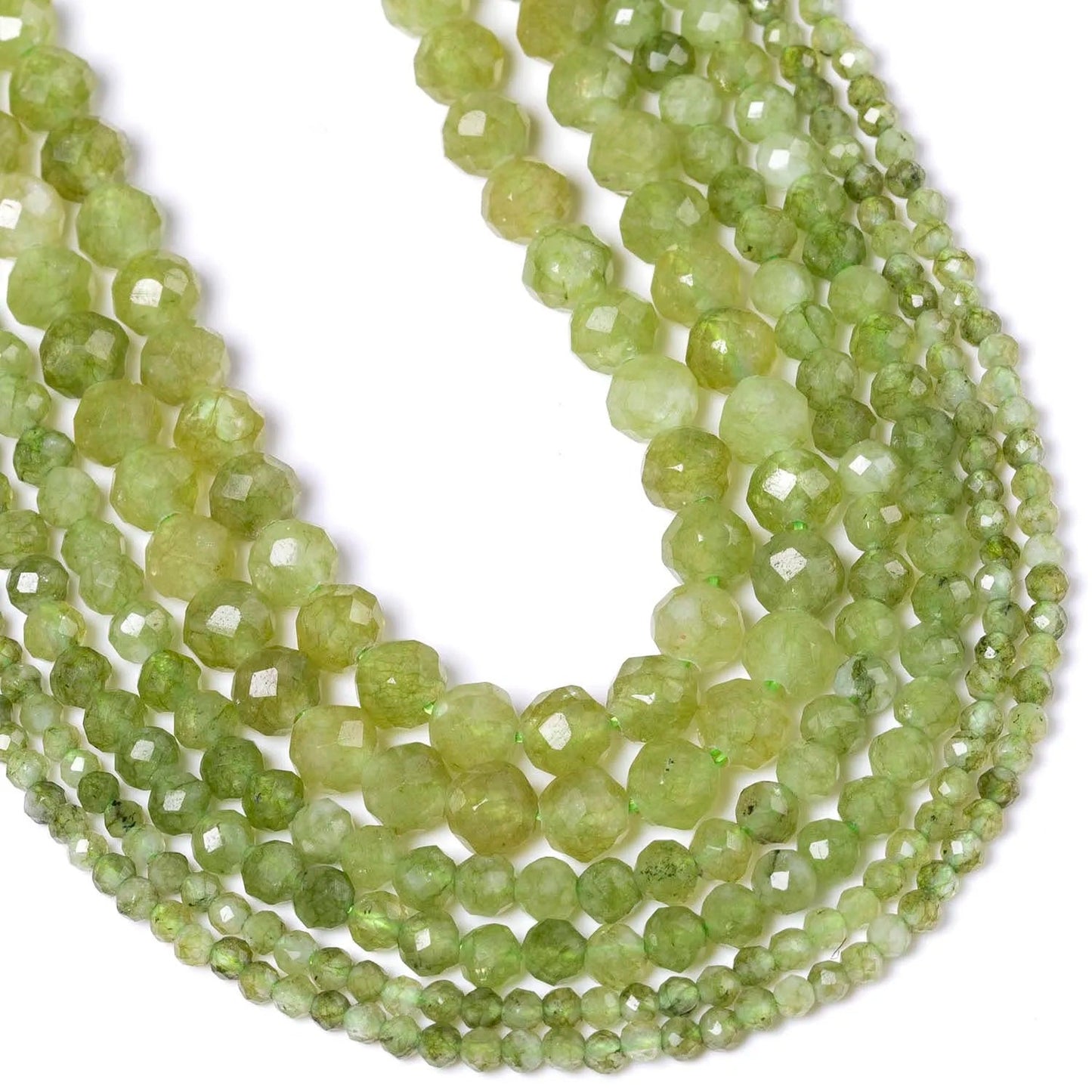 2 3 4mm Natural Faceted Green Peridot GemStone Beads Mineral Beads 15''