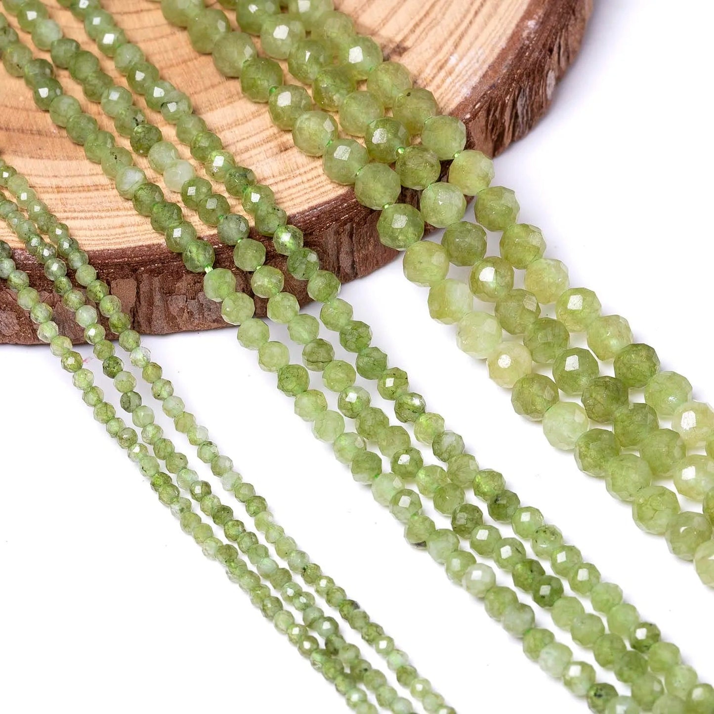 2 3 4mm Natural Faceted Green Peridot GemStone Beads Mineral Beads 15''
