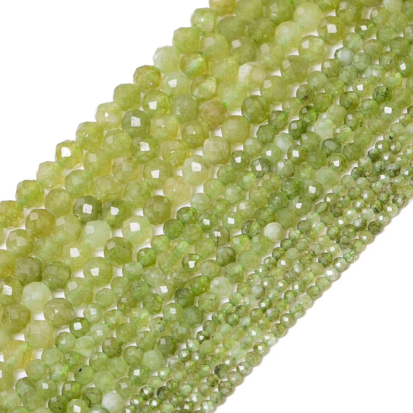 2 3 4mm Natural Faceted Green Peridot GemStone Beads Mineral Beads 15''