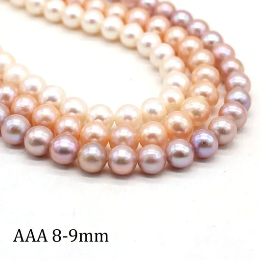 8-9mm AAA High Quality Natural Freshwater Pearl Near Round Beads