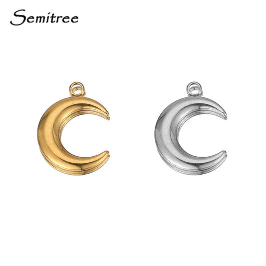 5pcs Stainless Steel Gold Moon Charms DIY Jewelry Making Women Sweater Pendant
