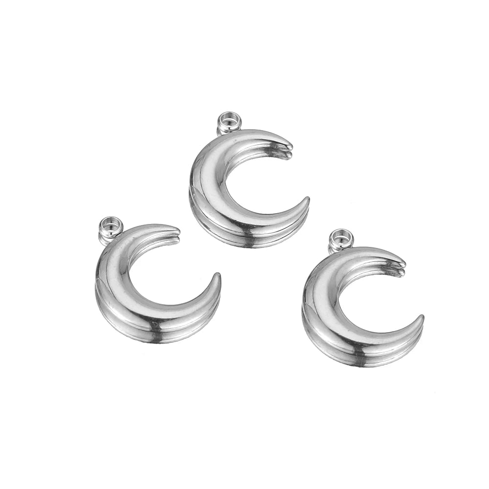 5pcs Stainless Steel Gold Moon Charms DIY Jewelry Making Women Sweater Pendant