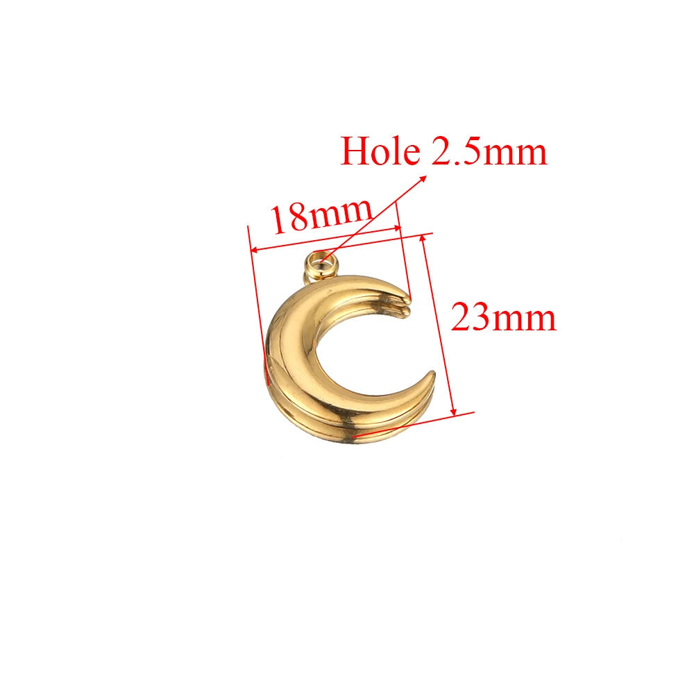 5pcs Stainless Steel Gold Moon Charms DIY Jewelry Making Women Sweater Pendant
