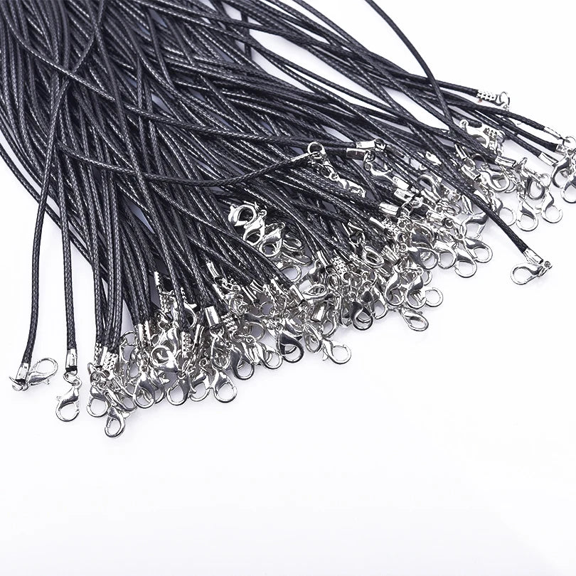 50/55/60cm Black Faux Leather Cord Necklace 10/20/30pcs/Lot Extended Chains