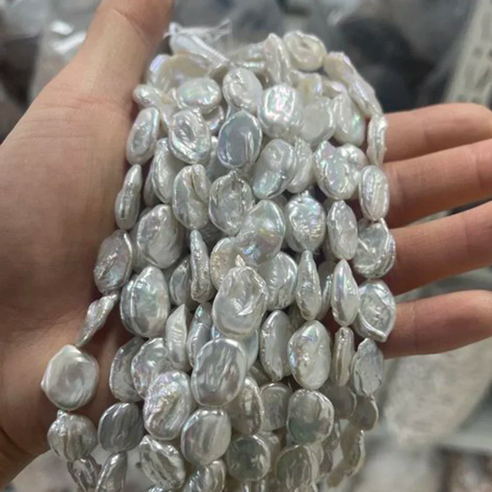 12x16mm AAAA Baroque Square Natural Freshwater White Pearls 18cm strand