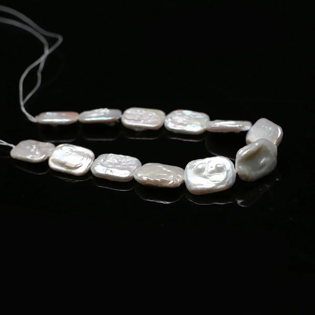 12x16mm AAAA Baroque Square Natural Freshwater White Pearls 18cm strand