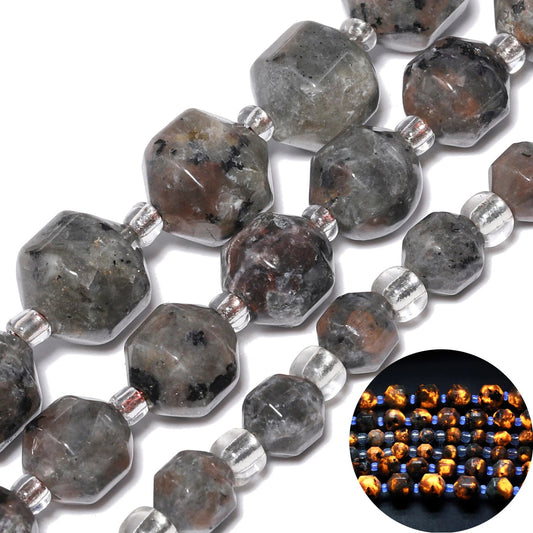 6/8/10mm Faceted Yooperlite Natural Flame Stone Beads Spacer Beads