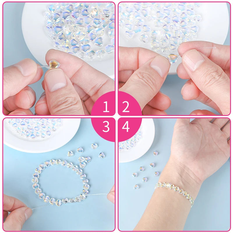 50/100PCS 8mm AB Color Crystal Beads for Jewellery Making Heart/Star Shaped Jewelry Beads DIY Bracelets Earrings Necklaces Beads