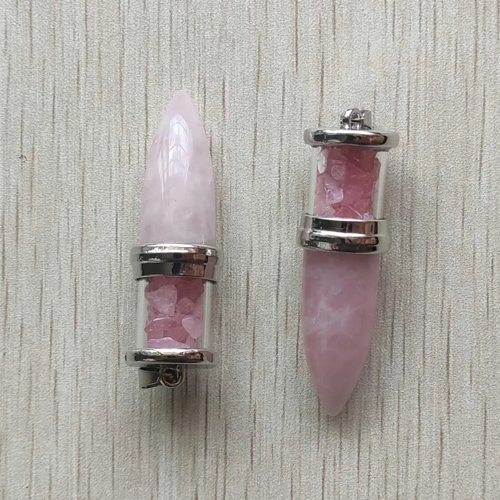 6pcs/lot Rose Quartz stone Wishing Bottle Cone Reiki Pendulum Pendants for Women Men jewelry diy