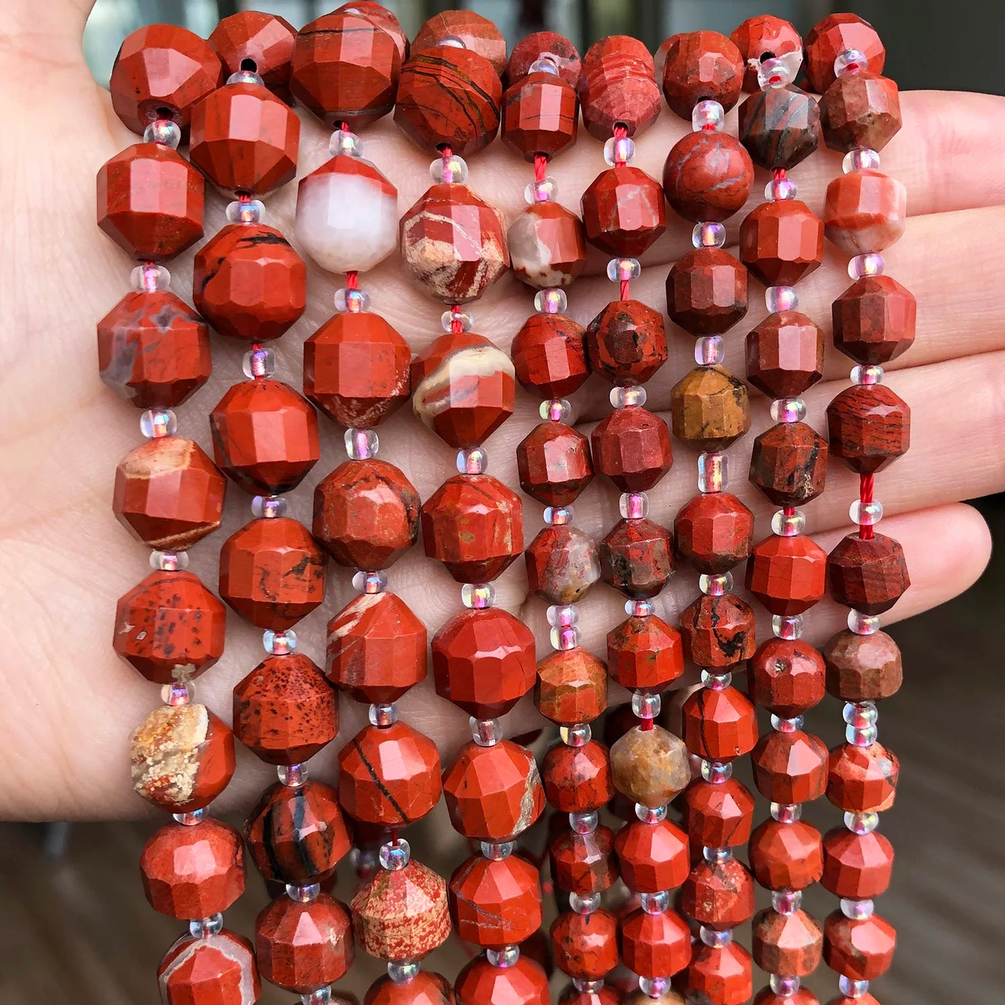 Red Jasper Natural Gemstone Faceted Beads