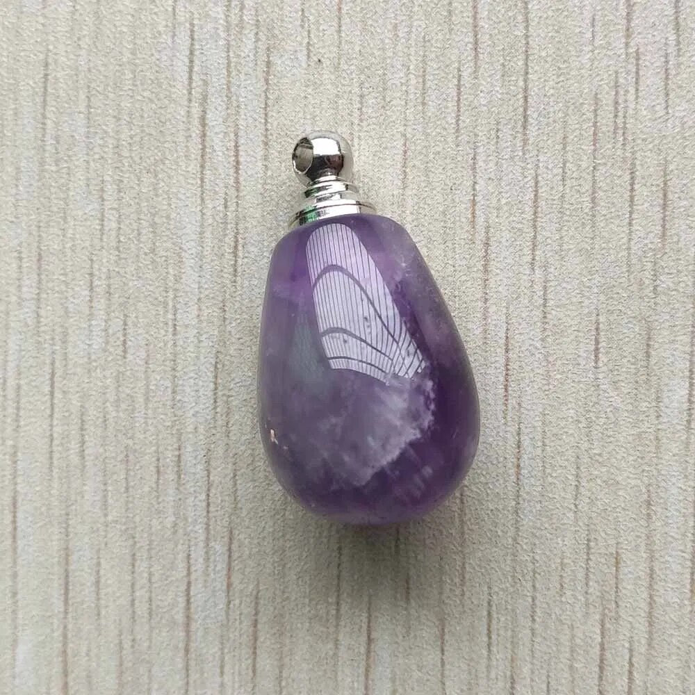 3pcs/lot natural amethysts stone Perfume bottle drop shape Pendants for Necklace jewelry making