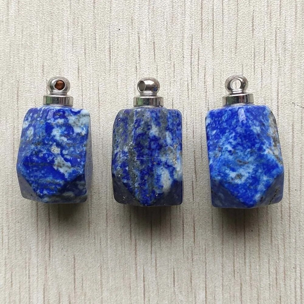 3pcs/lot Natural Lapis Lazuli  Perfume bottle polygon pendants for Jewelry Making diy