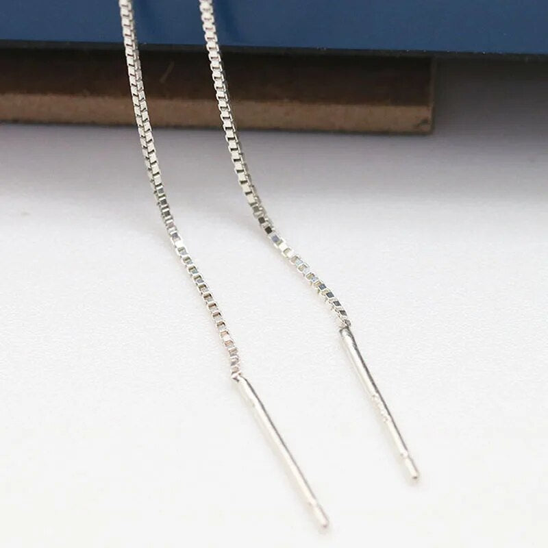 9cm Solid 925 Sterling Silver Earring Line Thread Dangle Earrings Box Chain Jewelry Making Findings